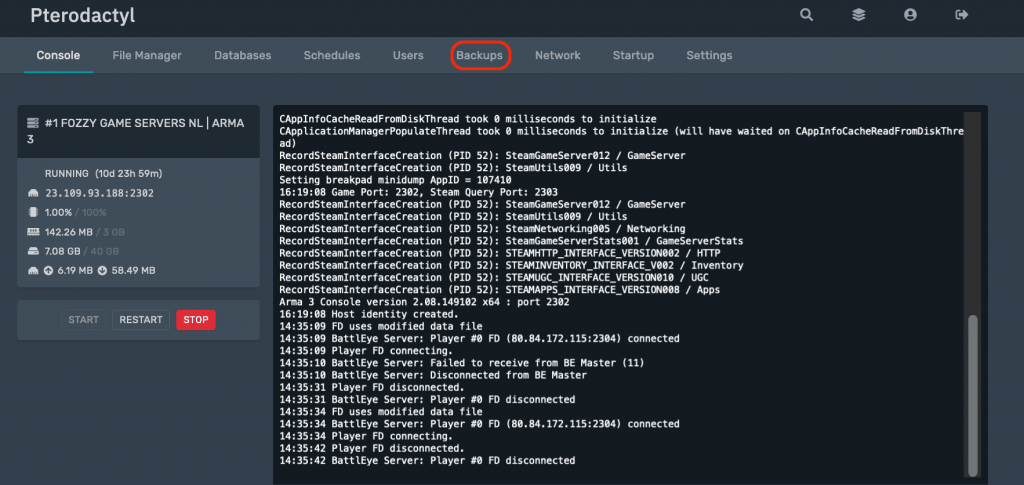 How are server backups made?